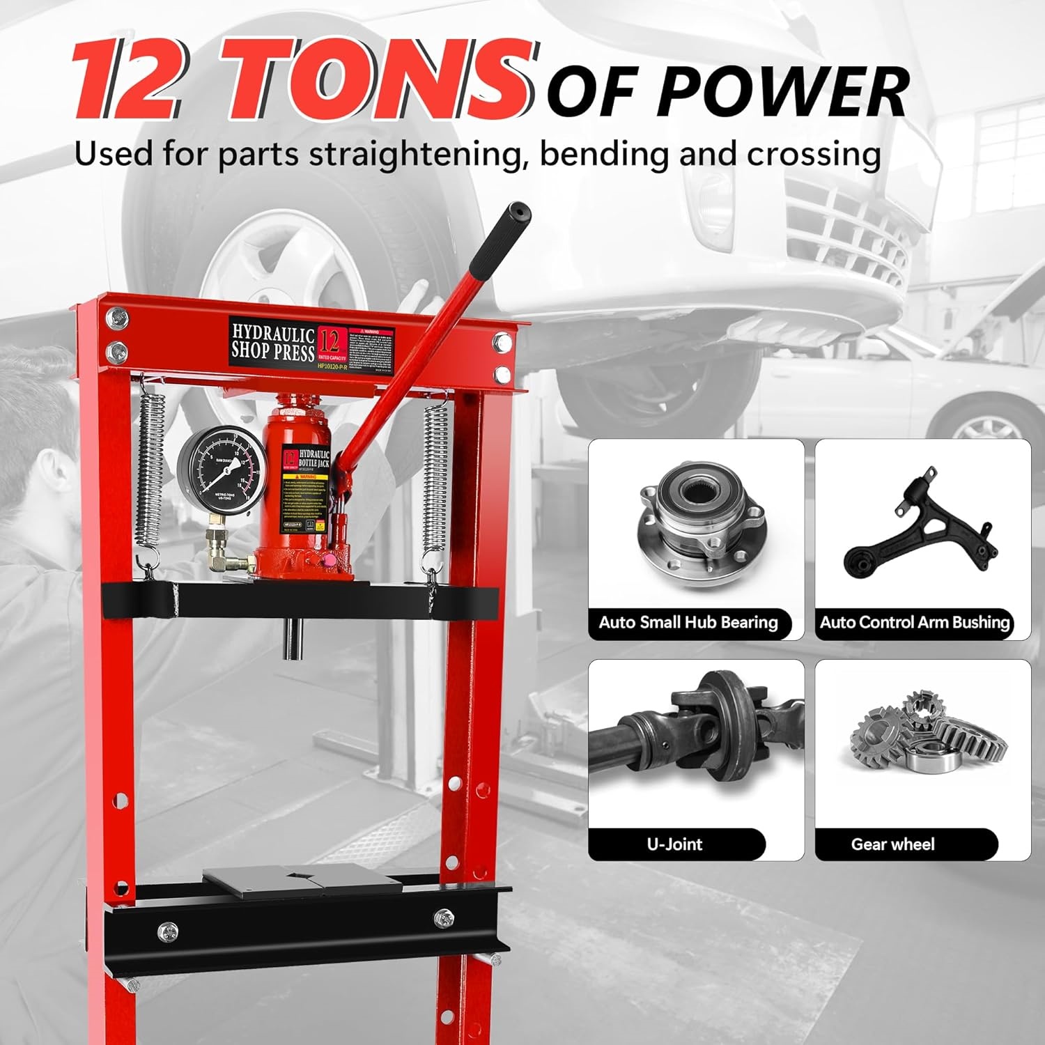 مكبس ورشة هيدروليكي 12 طن بإطا - مراجعة Manual Hydraulic Press 12 Ton وسعره